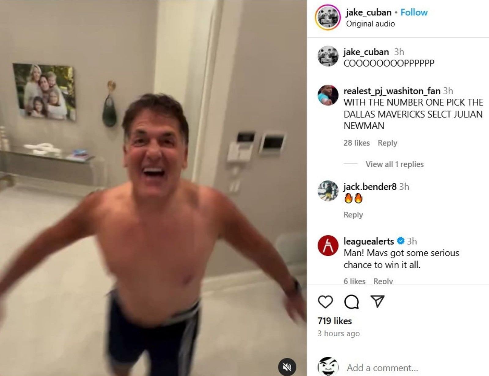 Mark Cuban and his son Jake celebrate the Dallas Mavericks winning the No. 1 pick in the NBA lottery on Monday.